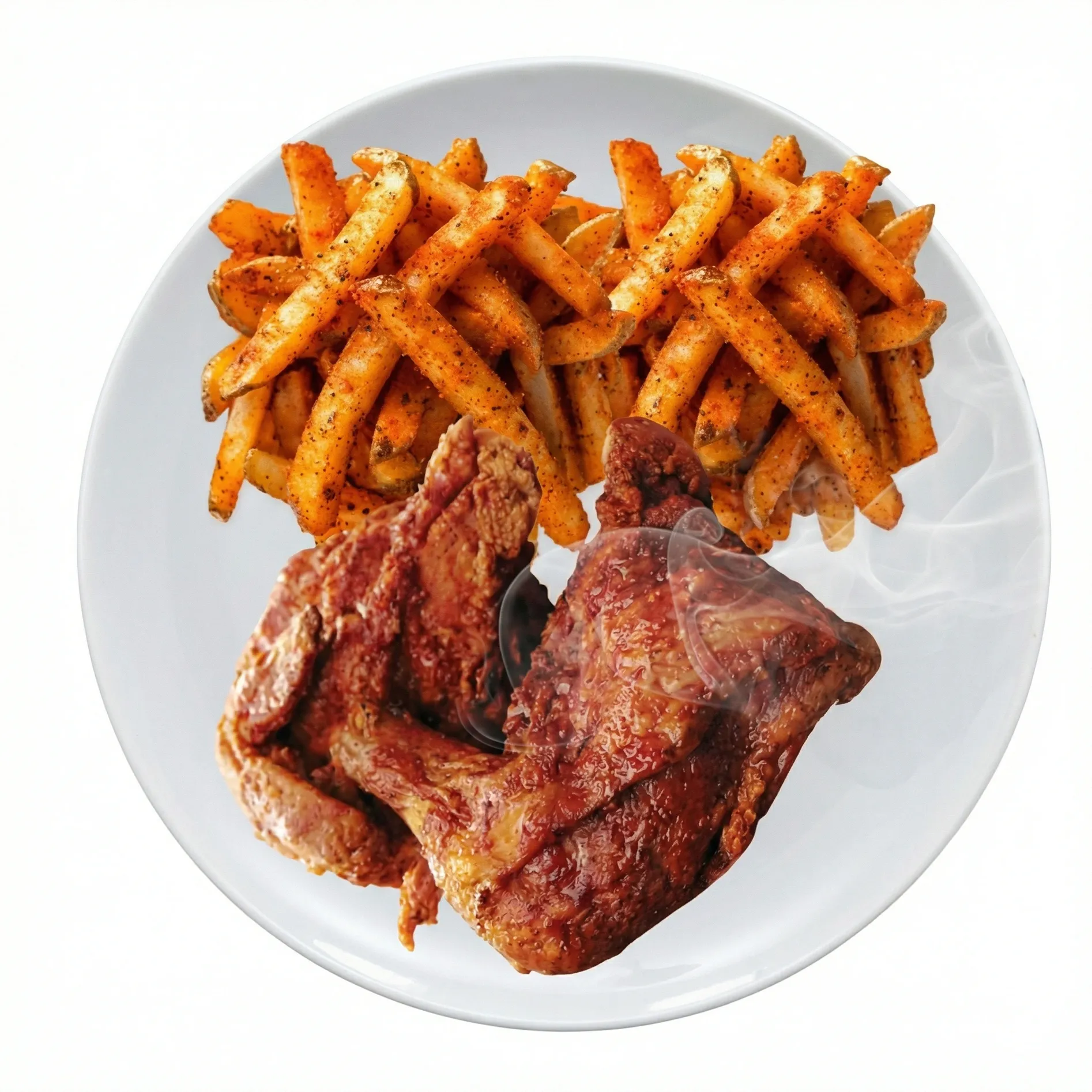 Pili Pili half chicken and medium fries at Shenny's Calgary